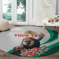 Personalized Bulgaria Coat of Arms Round Carpet A Crowned Golden Lion with Rose