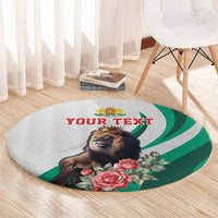 Personalized Bulgaria Coat of Arms Round Carpet A Crowned Golden Lion with Rose