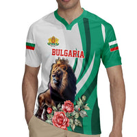 Personalized Bulgaria Coat of Arms Rugby Jersey A Crowned Golden Lion with Rose