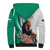 Personalized Bulgaria Coat of Arms Sherpa Hoodie A Crowned Golden Lion with Rose