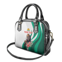 Personalized Bulgaria Coat of Arms Shoulder Handbag A Crowned Golden Lion with Rose