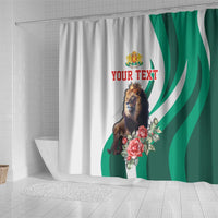 Personalized Bulgaria Coat of Arms Shower Curtain A Crowned Golden Lion with Rose