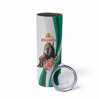 Personalized Bulgaria Coat of Arms Skinny Tumbler A Crowned Golden Lion with Rose