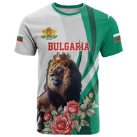 Personalized Bulgaria Coat of Arms T Shirt A Crowned Golden Lion with Rose