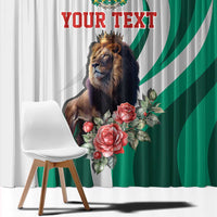 Personalized Bulgaria Coat of Arms Window Curtain A Crowned Golden Lion with Rose