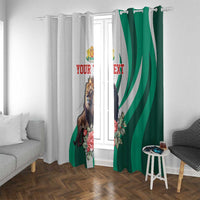 Personalized Bulgaria Coat of Arms Window Curtain A Crowned Golden Lion with Rose