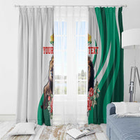 Personalized Bulgaria Coat of Arms Window Curtain A Crowned Golden Lion with Rose