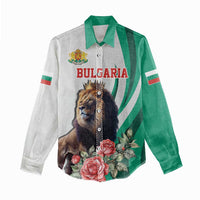 Personalized Bulgaria Coat of Arms Women Casual Shirt A Crowned Golden Lion with Rose