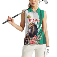 Personalized Bulgaria Coat of Arms Women Sleeveless Polo Shirt A Crowned Golden Lion with Rose