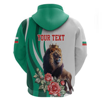 Personalized Bulgaria Coat of Arms Zip Hoodie A Crowned Golden Lion with Rose