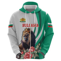 Personalized Bulgaria Coat of Arms Zip Hoodie A Crowned Golden Lion with Rose