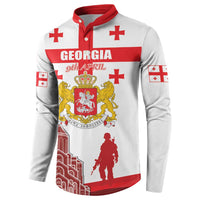 Personalized Georgia National Unity Day Button Sweatshirt 9th April with Coat of Arms and Flag