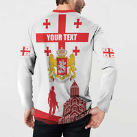 Personalized Georgia National Unity Day Button Sweatshirt 9th April with Coat of Arms and Flag