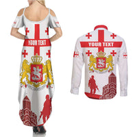 Personalized Georgia National Unity Day Couples Matching Summer Maxi Dress and Long Sleeve Button Shirt 9th April with Coat of Arms and Flag