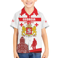 Personalized Georgia National Unity Day Family Matching Puletasi and Hawaiian Shirt 9th April with Coat of Arms and Flag