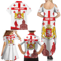 Personalized Georgia National Unity Day Family Matching Summer Maxi Dress and Hawaiian Shirt 9th April with Coat of Arms and Flag