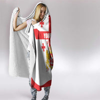 Personalized Georgia National Unity Day Hooded Blanket 9th April with Coat of Arms and Flag