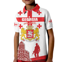 Personalized Georgia National Unity Day Kid Polo Shirt 9th April with Coat of Arms and Flag