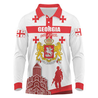 Personalized Georgia National Unity Day Long Sleeve Polo Shirt 9th April with Coat of Arms and Flag