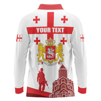 Personalized Georgia National Unity Day Long Sleeve Polo Shirt 9th April with Coat of Arms and Flag