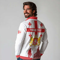 Personalized Georgia National Unity Day Long Sleeve Polo Shirt 9th April with Coat of Arms and Flag