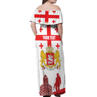 Personalized Georgia National Unity Day Off Shoulder Maxi Dress 9th April with Coat of Arms and Flag