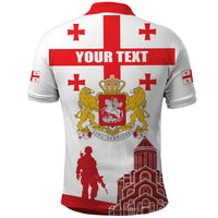 Personalized Georgia National Unity Day Polo Shirt 9th April with Coat of Arms and Flag