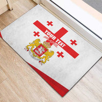 Personalized Georgia National Unity Day Rubber Doormat 9th April with Coat of Arms and Flag