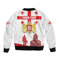 Personalized Georgia National Unity Day Sleeve Zip Bomber Jacket 9th April with Coat of Arms and Flag