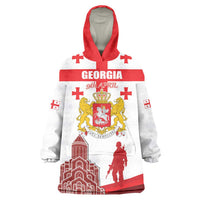 Personalized Georgia National Unity Day Wearable Blanket Hoodie 9th April with Coat of Arms and Flag