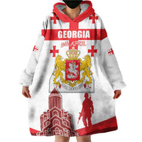 Personalized Georgia National Unity Day Wearable Blanket Hoodie 9th April with Coat of Arms and Flag