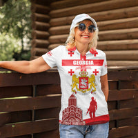 Personalized Georgia National Unity Day Women Polo Shirt 9th April with Coat of Arms and Flag