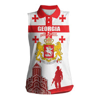 Personalized Georgia National Unity Day Women Sleeveless Polo Shirt 9th April with Coat of Arms and Flag