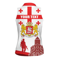 Personalized Georgia National Unity Day Women Sleeveless Polo Shirt 9th April with Coat of Arms and Flag