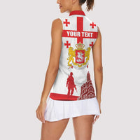 Personalized Georgia National Unity Day Women Sleeveless Polo Shirt 9th April with Coat of Arms and Flag