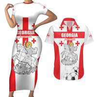 Custom Georgia Football We are Champions Couples Matching Short Sleeve Bodycon Dress and Hawaiian Shirt Sporty Style with Coat of Arms