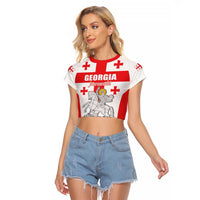 Custom Georgia Football We are Champions Raglan Cropped T Shirt Sporty Style with Coat of Arms