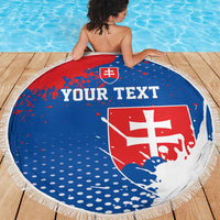 Personalized Slovakia Coat of Arms Beach Blanket Map Flag Style