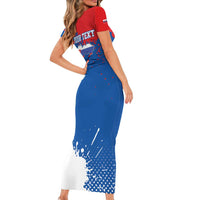 Personalized Slovakia Coat of Arms Family Matching Short Sleeve Bodycon Dress and Hawaiian Shirt Map Flag Style