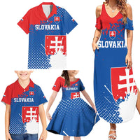 Personalized Slovakia Coat of Arms Family Matching Summer Maxi Dress and Hawaiian Shirt Map Flag Style