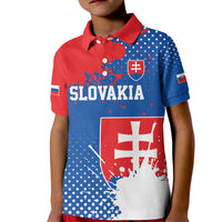 Personalized Slovakia Coat of Arms Kid Polo Shirt Map Flag Style