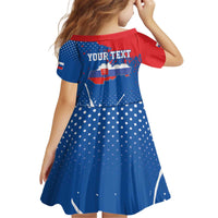 Personalized Slovakia Coat of Arms Kid Short Sleeve Dress Map Flag Style