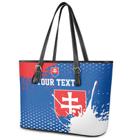 Personalized Slovakia Coat of Arms Leather Tote Bag Map Flag Style