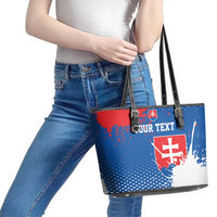 Personalized Slovakia Coat of Arms Leather Tote Bag Map Flag Style