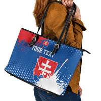 Personalized Slovakia Coat of Arms Leather Tote Bag Map Flag Style