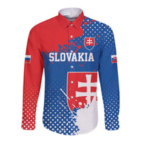 Personalized Slovakia Coat of Arms Long Sleeve Button Shirt Map Flag Style