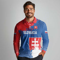 Personalized Slovakia Coat of Arms Long Sleeve Polo Shirt Map Flag Style