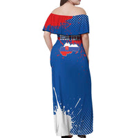 Personalized Slovakia Coat of Arms Off Shoulder Maxi Dress Map Flag Style