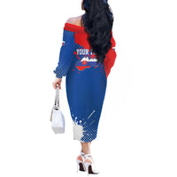 Personalized Slovakia Coat of Arms Off The Shoulder Long Sleeve Dress Map Flag Style