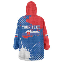 Personalized Slovakia Coat of Arms Wearable Blanket Hoodie Map Flag Style